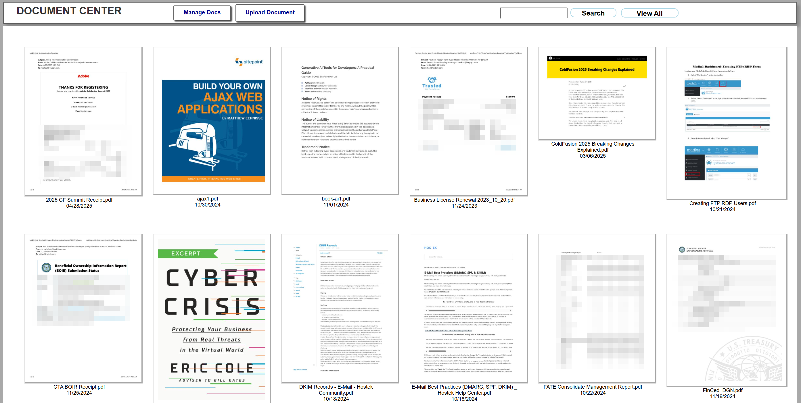 PDF document and image archive